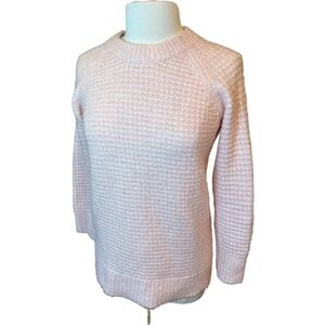 Lou & Grey Crew Neck Waffle Fuzzy Sweater Soft Pink Banded Hem Oversize XS/S‍‍‍‍